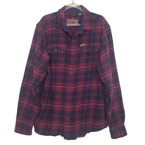 Orvis Shirt Mens Size Large Sangria Plaid Big Bear Heavyweight Flannel Cotton